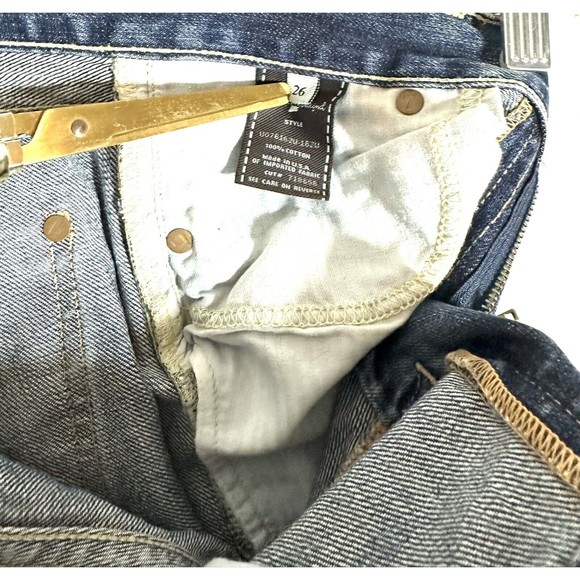 7 FOR ALL MANKIND - Flare Size 26 x 32 Blue Jeans Distressed Wash - PreOwned - Picture 6 of 8